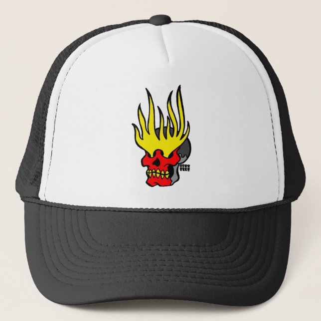 Flaming Skull Trucker Hat (Front)