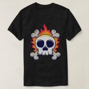 Flaming Skull with Crossed Bones T-Shirt