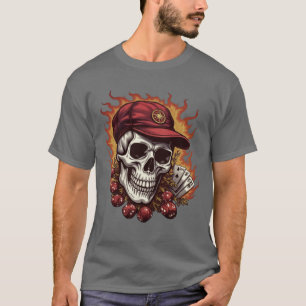 Flaming Skull with Royal Flush and Dice T-Shirt