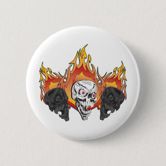 Flaming Skulls 6 Cm Round Badge