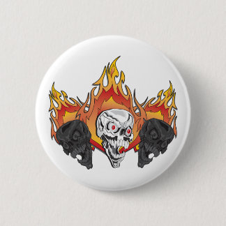 Flaming Skulls 6 Cm Round Badge