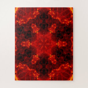 Flaming Snowflake Orange Gradient Kaleidoscope Jigsaw Puzzle