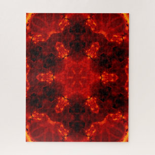 Flaming Snowflake Orange Gradient Kaleidoscope Jigsaw Puzzle