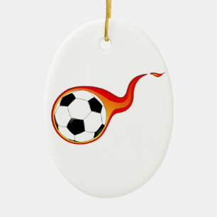 Flaming Soccer Ball Ceramic Tree Decoration