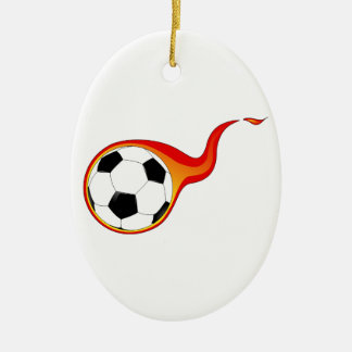 Flaming Soccer Ball Ceramic Tree Decoration