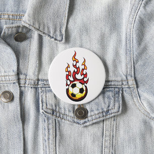 Flaming Soccer Ball Hot Fire Sports 7.5 Cm Round Badge