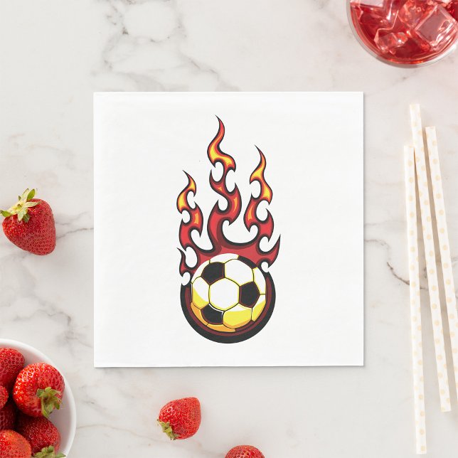 Flaming Soccer Ball Hot Fire Sports Napkin (Creator Uploaded)