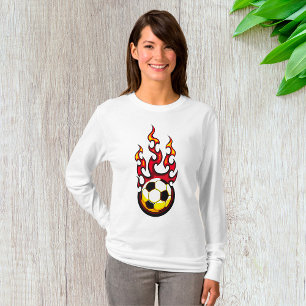 Flaming Soccer Ball Hot Fire Sports T-Shirt