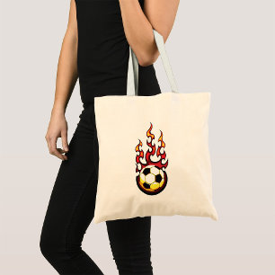 Flaming Soccer Ball Hot Fire Sports Tote Bag