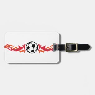 Flaming Soccer Ball Luggage Tag