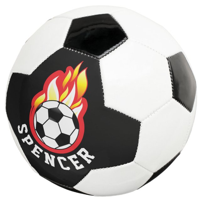 Flaming Soccer Ball Personalised (Three Quarter)