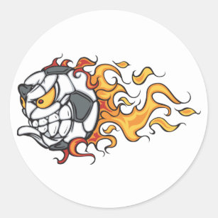 Flaming Soccer Ball Stickers