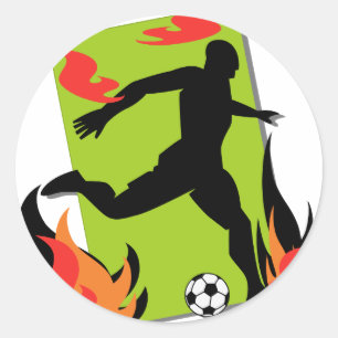Flaming Soccer T shirts and Gifts Classic Round Sticker
