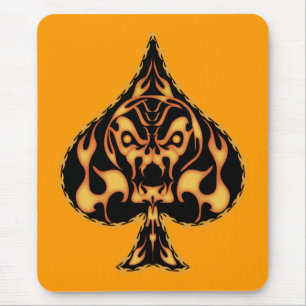 Flaming Spade Skull Mouse Pad