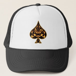 Flaming Spade Skull Trucker Hat