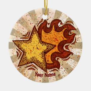 Flaming Star  Ceramic Tree Decoration