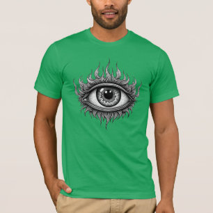 Flaming Third Eye Design T-Shirt