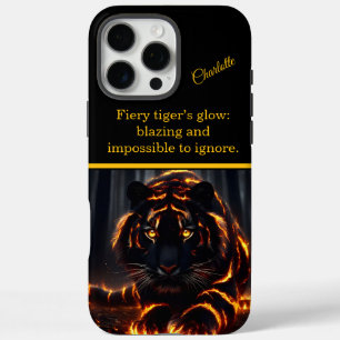 Flaming tiger prowls the night iPhone 16 pro max case