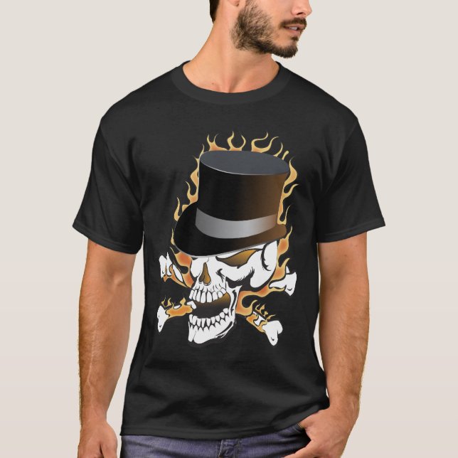 Flaming Top Hat Skull (Front)