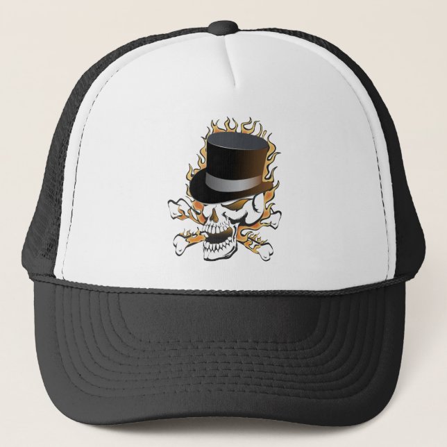 Flaming Top Hat Skull (Front)