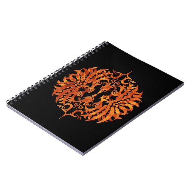 Flaming Tribal Phoenix Spiral Notebook (Left Side)