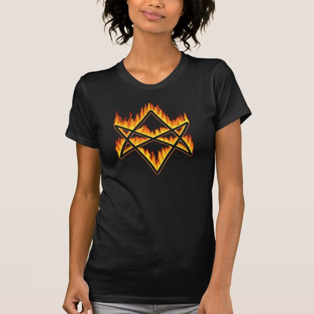 Flaming Unicursal Hexagram T-Shirt (Front)