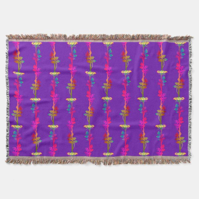 Flaming Vines Night Throw Blanket (Front)