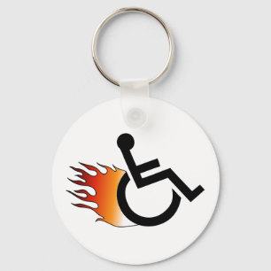 Flaming Wheelchair Key Ring