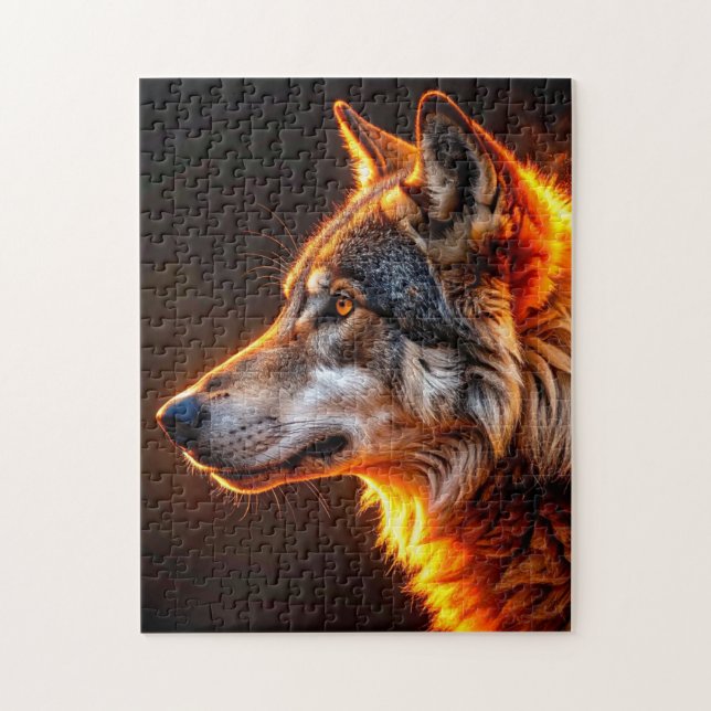 Flaming Wolf Jigsaw Puzzle (Vertical)