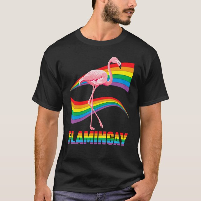 Flamingay Gay Flamingo Lgbt Pride Lesbian Proud Lg T-Shirt (Front)