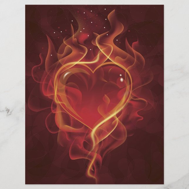 FlamingHeart fire dark red love flames heart shape Flyer (Front)