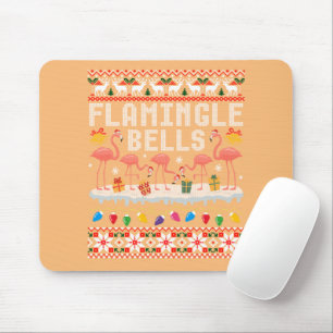 Flamingle Bells Pink Flamingo Christmas Ugly Xmas Mouse Pad