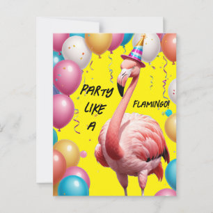 Flamingle & Feast – Funny Flamingo Birthday Surpri Postcard