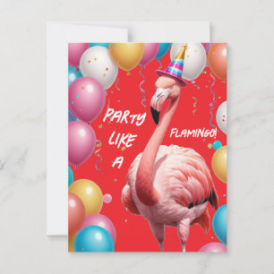 Flamingle & Feast – Funny Flamingo Birthday Surpri Postcard