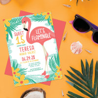 Flamingle Flamingo Tropical Floral Quinceañera