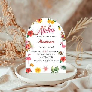 Flamingle Luau Floral Tropical Summer Birthday Inv Invitation