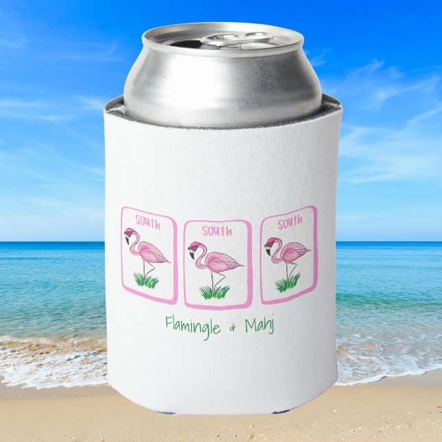 Flamingle & Mahj Personalised Flamingo Mahjong Can Cooler (Creator Uploaded)