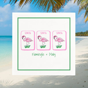 Flamingle & Mahj Pink Flamingo Mahjong Napkin