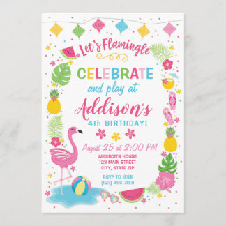 Flamingle Party Birthday Invitation