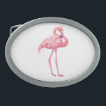 Flamingo 2 belt buckle<br><div class="desc">Watercolor painting of a pink flamingo bird</div>