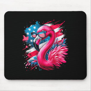 Flamingo 4th Of July American Flag Patriotic Mouse Pad