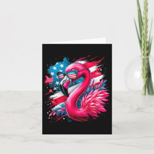 Flamingo 4th Of July American Flag Patriotic Women Card
