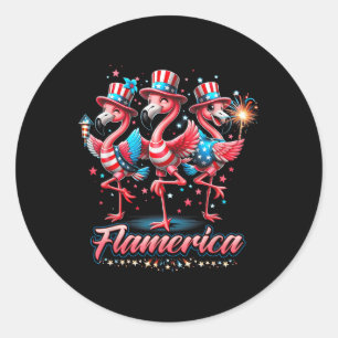 Flamingo 4th Of July Patriotic Usa Independence Fl Classic Round Sticker
