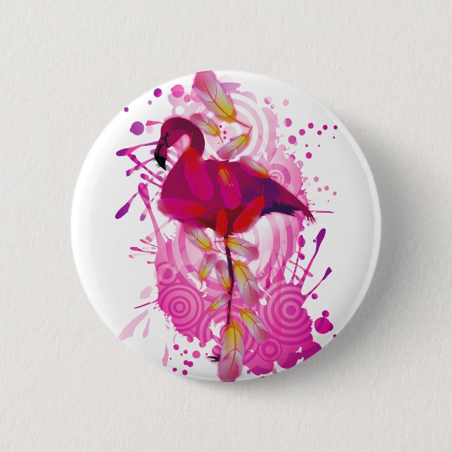 Flamingo 6 Cm Round Badge (Front)
