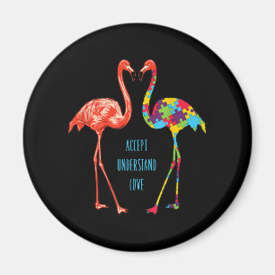 Flamingo   Accept Understand Love Autism Flamingo Magnet