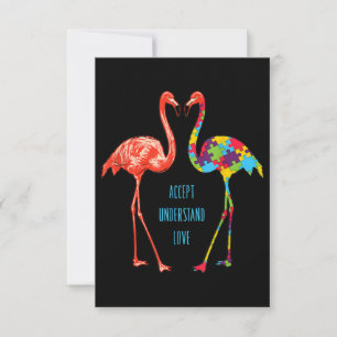 Flamingo Accept Understand Love Autism Flamingo Thank You Card