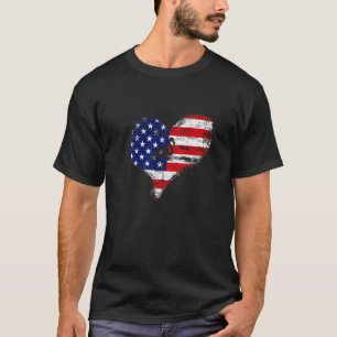 Flamingo American Flag Heart Usa Patriotic Pride 4 T-Shirt