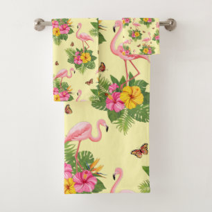Flamingo and Butterflies 2 Bath Towel Set