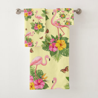 Flamingo and Butterflies 2 Bath Towel Set