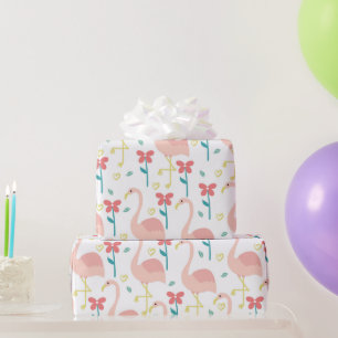 flamingo and flower wrapping paper